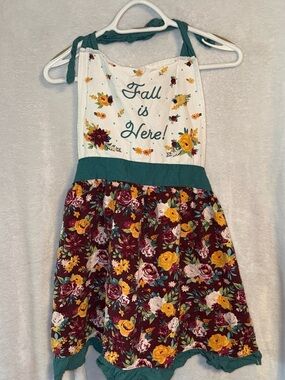 Fall is Here! Green Floral Apron